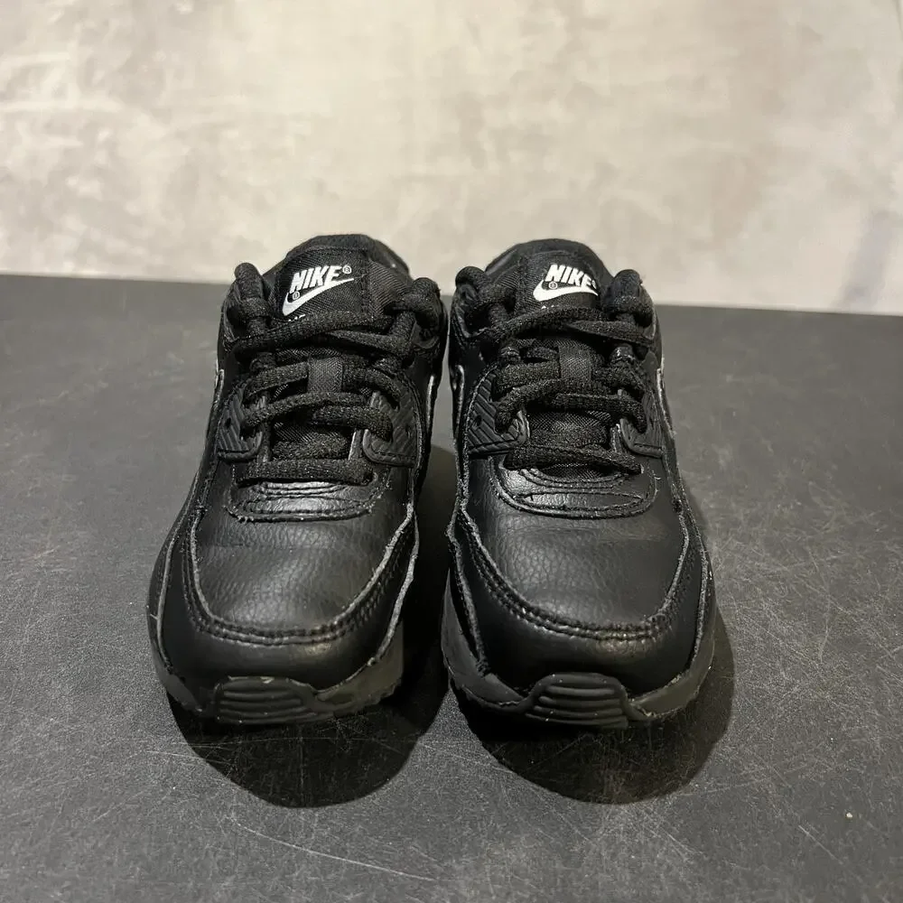 Nike Air Max 90 LTR Shoes Little Kids Size 11C Triple Black CD6867-001